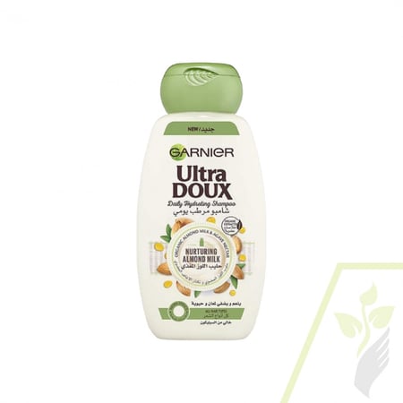 شامبو غارنييه الترا دوكس مرطب يومي بخلاصة حليب اللوز العضوي  Garnier Ultra Doux Almond Milk Hydrating Shampoo