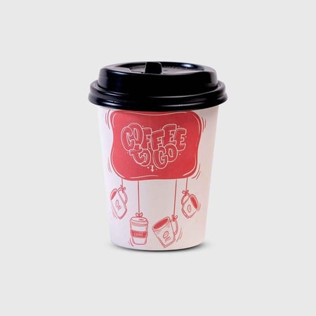 أكواب ورقية برسومات بغطاء - ربطة 15 كوب