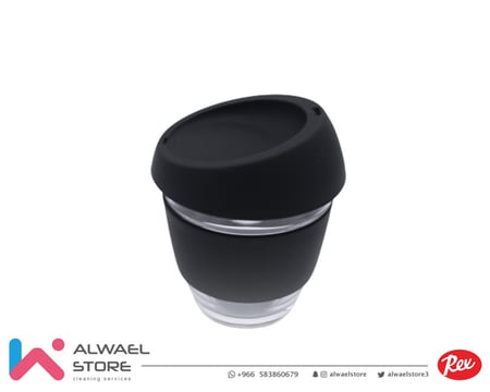 كوب قهوة زجاجي بغطاء سليكون