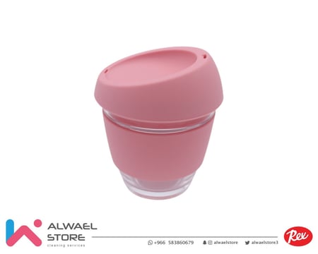 كوب قهوة زجاجي بغطاء سليكون