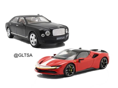PRE-OWNED Pack of 2 Pieces With NOTES Ferrari SF90 & Bentley Mulsanne 1:18