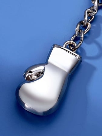 Men Boxing Glove Charm Keychain Silver sc2205289495592176