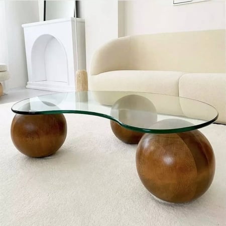 طاولة زجاج خشب