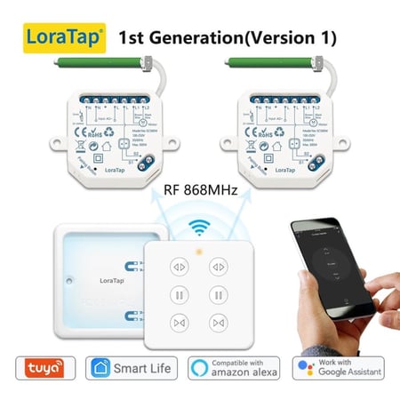 ريموت تحكم عن بعد لقناتين مفتاح ستارة LoraTap الذكي يعمل بتطبيق ذكي متوافق مع تويا إليكسا وجوجل فويس