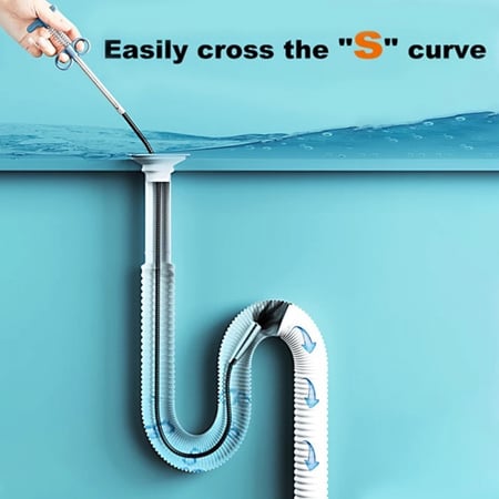 سلك تسليك معدني مرن بـ مقبض يد و رأس لاقط بـ 4 اذرع لتسليك وإزالة الانسدادات بالاحواض والمواسير بطول 160 سم