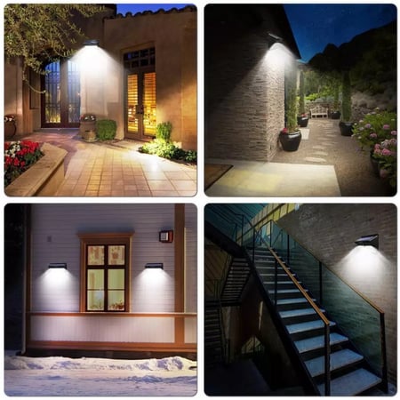 مصباح ليد جداري جانبي ببطارية تغذى بالطاقة الشمسية يعمل بحساس حركة PIR