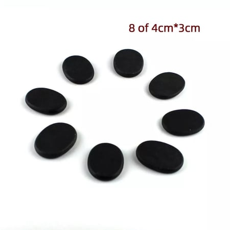 حقيبة تسخين (احجار المساج) من خشب الخيزران مع 16 قطعة من احجار البازت