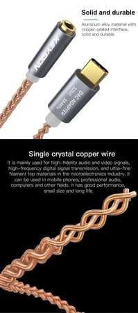 محول صوتي فائق الجودة 32Bit 328kps منفذ USB C إلى منفذ صوت 3.5 audio jack