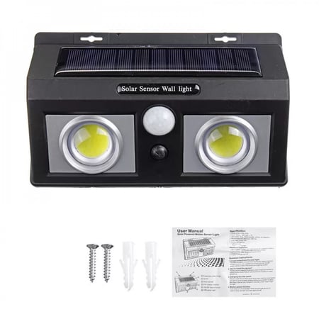 مصباح ليد جداري جانبي ببطارية تغذى بالطاقة الشمسية يعمل بحساس حركة PIR