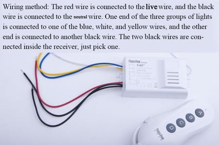 Wireless Remote Control Light 3 ways Switch Model BTM-03