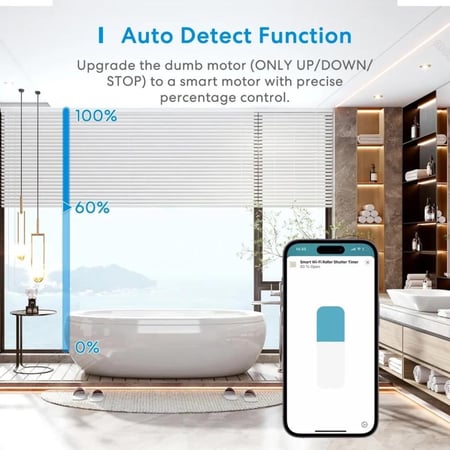 مفتاح ميروس الذكي للتحكم بالستائر (المملكة المتحدة) - تحكم صوتي، جدولة، HomeKit والمزيد