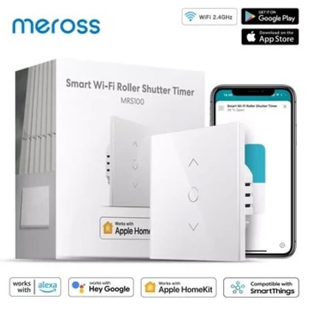 مفتاح ميروس الذكي للتحكم بالستائر (المملكة المتحدة) - تحكم صوتي، جدولة، HomeKit والمزيد