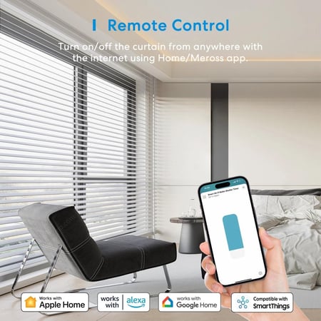 مفتاح ميروس الذكي للتحكم بالستائر (المملكة المتحدة) - تحكم صوتي، جدولة، HomeKit والمزيد
