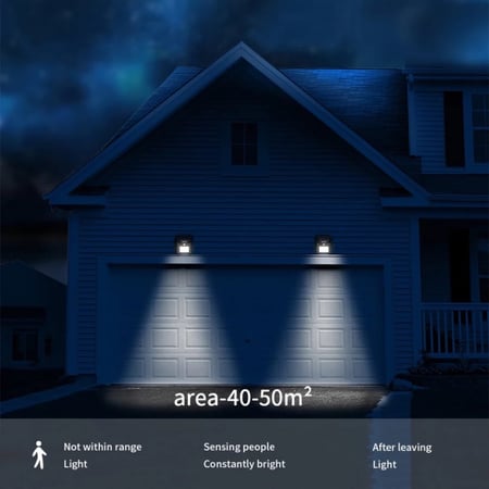 مصباح ليد جداري جانبي ببطارية تغذى بالطاقة الشمسية يعمل بحساس حركة PIR