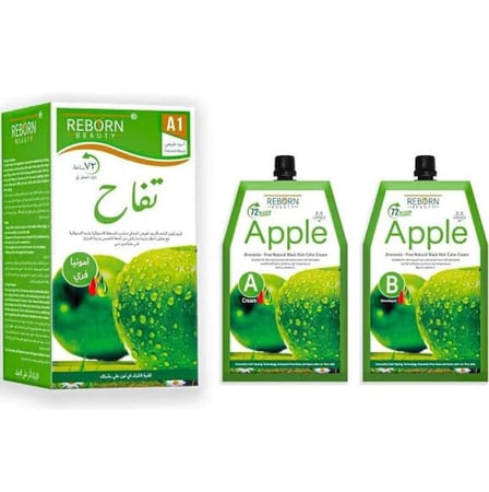 كريم صبغة شعر خالية من الأمونيا - كريم 500 مل + مثبت 500 مل من ابل ريبورن بيوتي (أسود طبيعي A1)