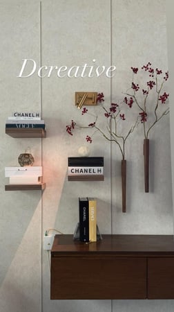 فازة جدارية خشب الجوز الغامق