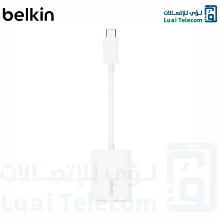 بيلكن روكستار محول USB-C صوت وشحن محول مساعد أبيض