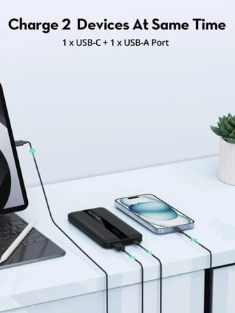 بطارية راف باور بسعة 10000 ملي امبير بقوة 20 واط بمنفذ تايب سي ومنفذ U