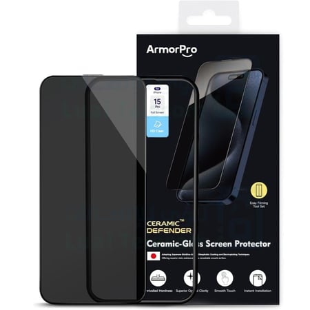شاشة حماية CERAMIC ديفندر فائقة الصلابة لجوال ايفون 15 برو - شفافة من