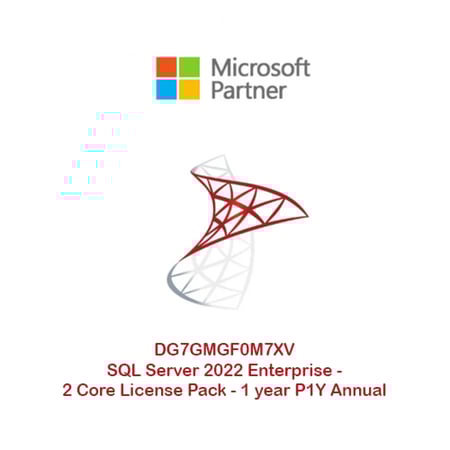 DG7GMGF0M7XV SQL Server 2022 Enterprise - 2 Core License Pack - 1 year P1Y Annual