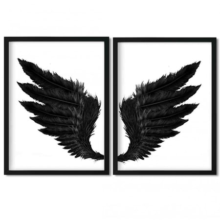 طقم لوحة جناح من لوحتين باللون الاسود الفخم لديكور حائط فخم