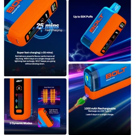 NASTY BOLT 50000 سحبة سيجارة ناستي بولت 50000 شفطة 50 نيكوتين استخدام مره واحده