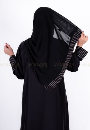 عباية كتف كريب ملكي مقلم