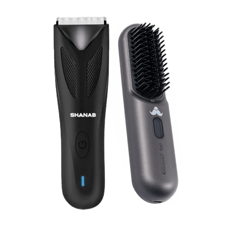 بكج مشط فرد شعر اللحية ومكينة الجسم شنب - Shanab The Trimmer and Beard straightening comb