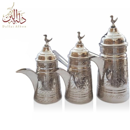 إبريق قهوة تركي نحاسي - لون فضي