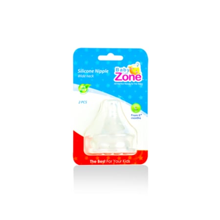 بيبي زون حلمة سليكون 6+ مقاس كبير 2 قطعة