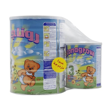 روناجرو حليب أطفال (3) لمرحلة النمو بالفانيلا عبوة مزدوجة (1700+400) جم