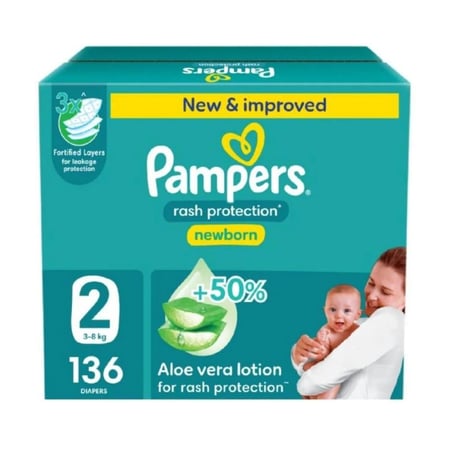 بامبرز صندوق رقم (2) ضخم 136 قطعة