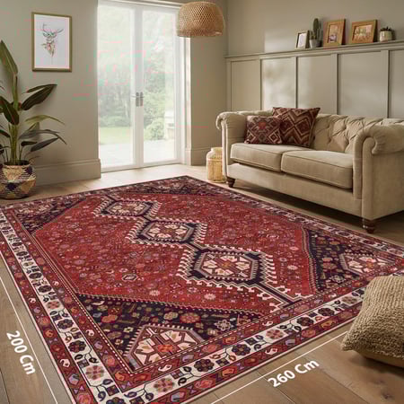 سجادة حمراء تراثية نمط كازاك | مقاسات متعددة