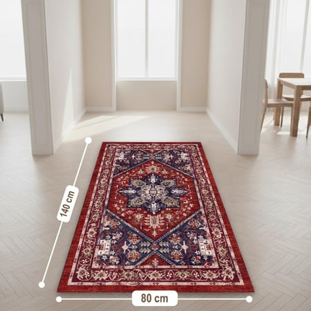 سجادة فاخرة بتصميم شرقي تقليدي – لون عنّابي وكحلي مع تفاصيل بيج – طراز فارسي أنيق لغرف المعيشة والمجالس – مانعة للانزلاق وسهلة التنظيف