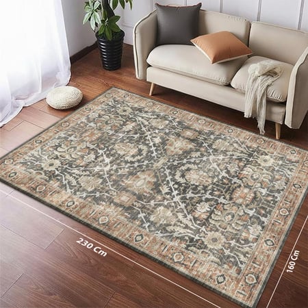 سجادة تراثية عتيقة داكنة | مثالية لغرف المعيشة ذات الطابع الدرامي الدافئ