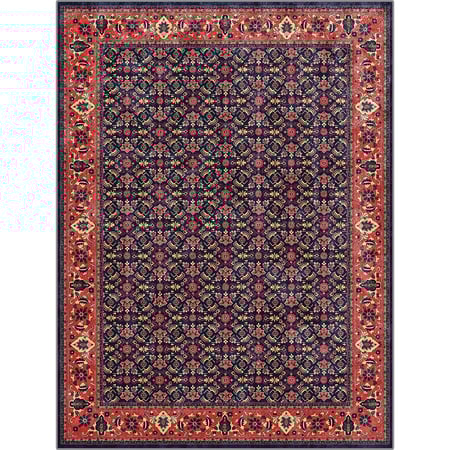 سجادة غرفة معيشة | نمط زهري كثيف باللون الكحلي الداكن والأحمر القرمزي  مقاس 260X200سم