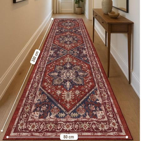 سجادة فاخرة بتصميم شرقي تقليدي – لون عنّابي وكحلي مع تفاصيل بيج – طراز فارسي أنيق لغرف المعيشة والمجالس – مانعة للانزلاق وسهلة التنظيف