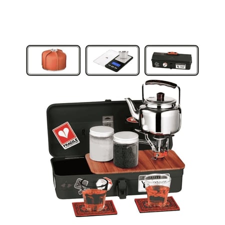 طقم عزبة الشاي  صندوق حديد كامل الاغراض للكشتات والبر  CM-48312