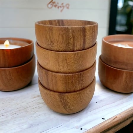 وعاء خشبي دائري - حبه