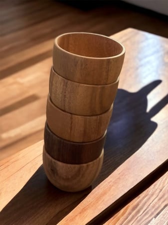 وعاء خشبي دائري - حبه