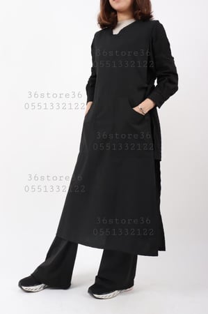 لابكوت أسود بدون أكمام بتطريز