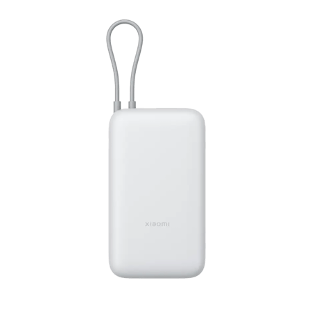 باور بنك شاومي مع سلك مدمج بمنفذ USB-C ومنفذ USB بسعة 20000 مللي أمبير وبقوة 22.5 واط - رمادي فاتح