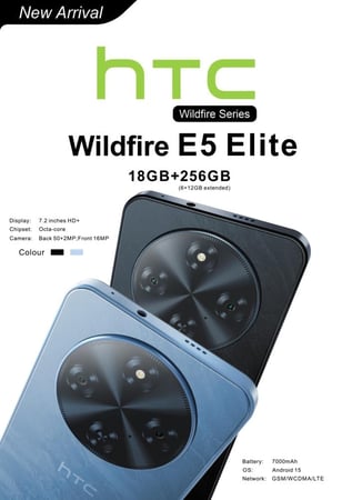 اتش تي سي Wildfire E5 Elite ذاكرة داخلية 256 جيجابايت وذاكرة رام 6 جيجابايت