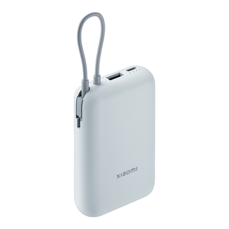 باور بنك شاومي بمنفذ USB ومنفذ USB-C وسلك مدمج USB-C بسعة 10000 مللي أمبير وبقوة 22.5 واط  - أزرق فاتح
