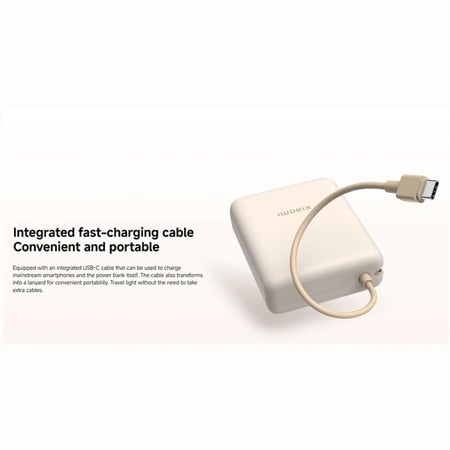 باور بنك شاومي بمنفذ USB ومنفذ USB-C وسلك مدمج USB-C بسعة 10000 مللي أمبير وبقوة 33 واط  - أزرق
