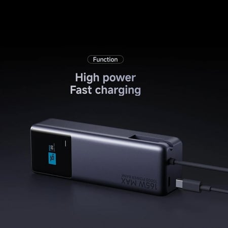 باور بنك شاومي بقوة 165 واط وسلك USB-C مدمج ثنائي المنافذ USB-C وبسعة 10000 مللي أمبير - رمادي