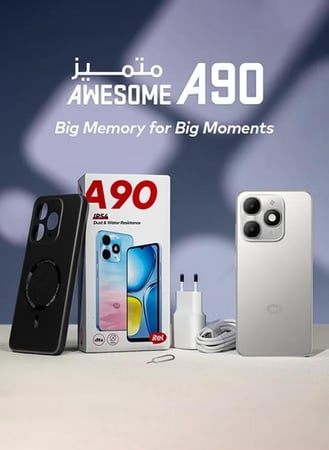 ايتل A90 ذاكرة داخلية 256 جيجابايت وذاكرة رام 4+8 جيجابايت