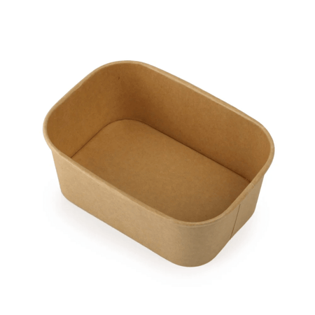 علب ورقية كرافت بني مستطيل مع غطاء شفاف - (25) حبة | 750 مل