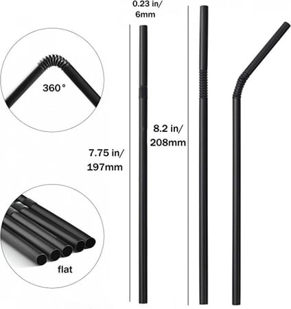 مصاص عصير بلاستيك اسود مثني