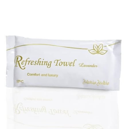 منشفه معطرة برائحة اللافندر غلاف ابيض وذهبي / العدد 25 منشفة